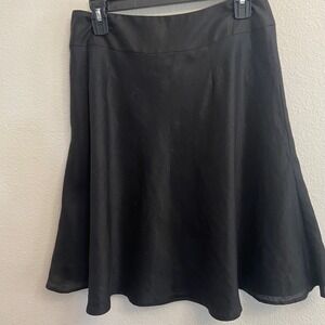 Ann Taylor Women's Size 6 Black Linen Skirt A Line Button Detail Career‎ Casual